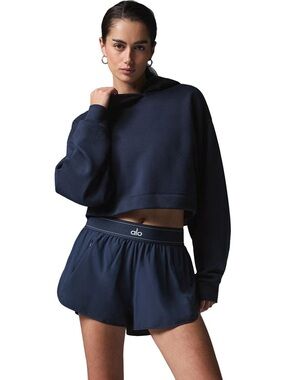 ALO Yoga Navy Cropped BAE Hoodie | Small